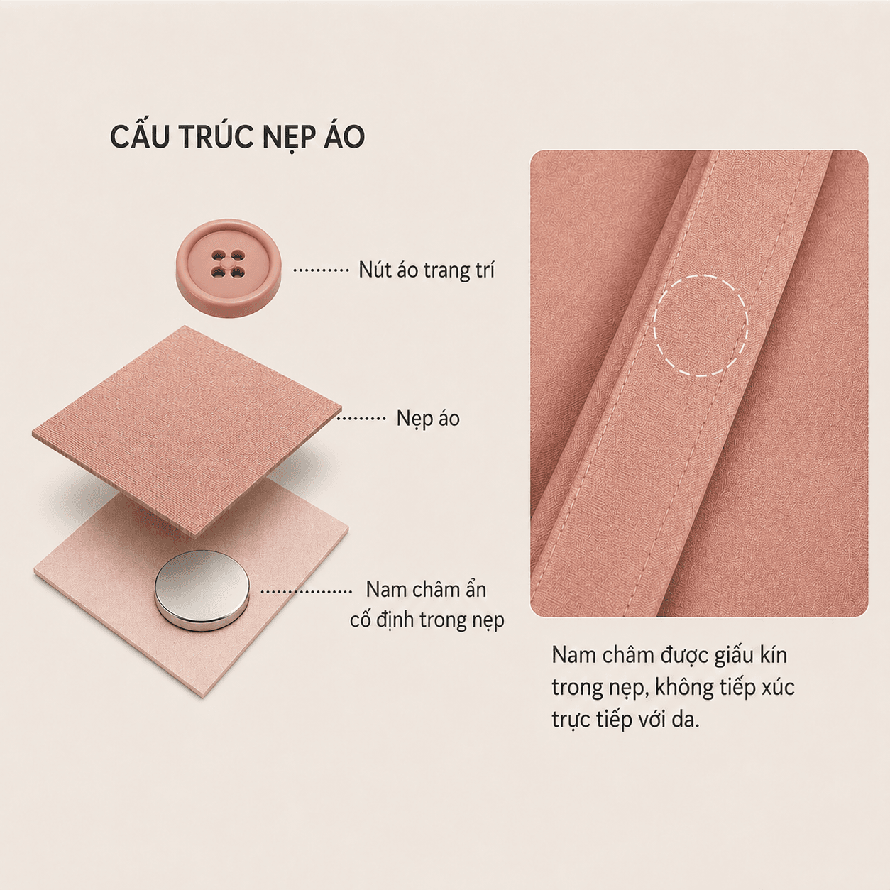 Ảnh mô tả 3 của Áo Kiểu Nữ LENRA Daily W01 Cúc Áo Nam Châm Ẩn - Chạm Êm