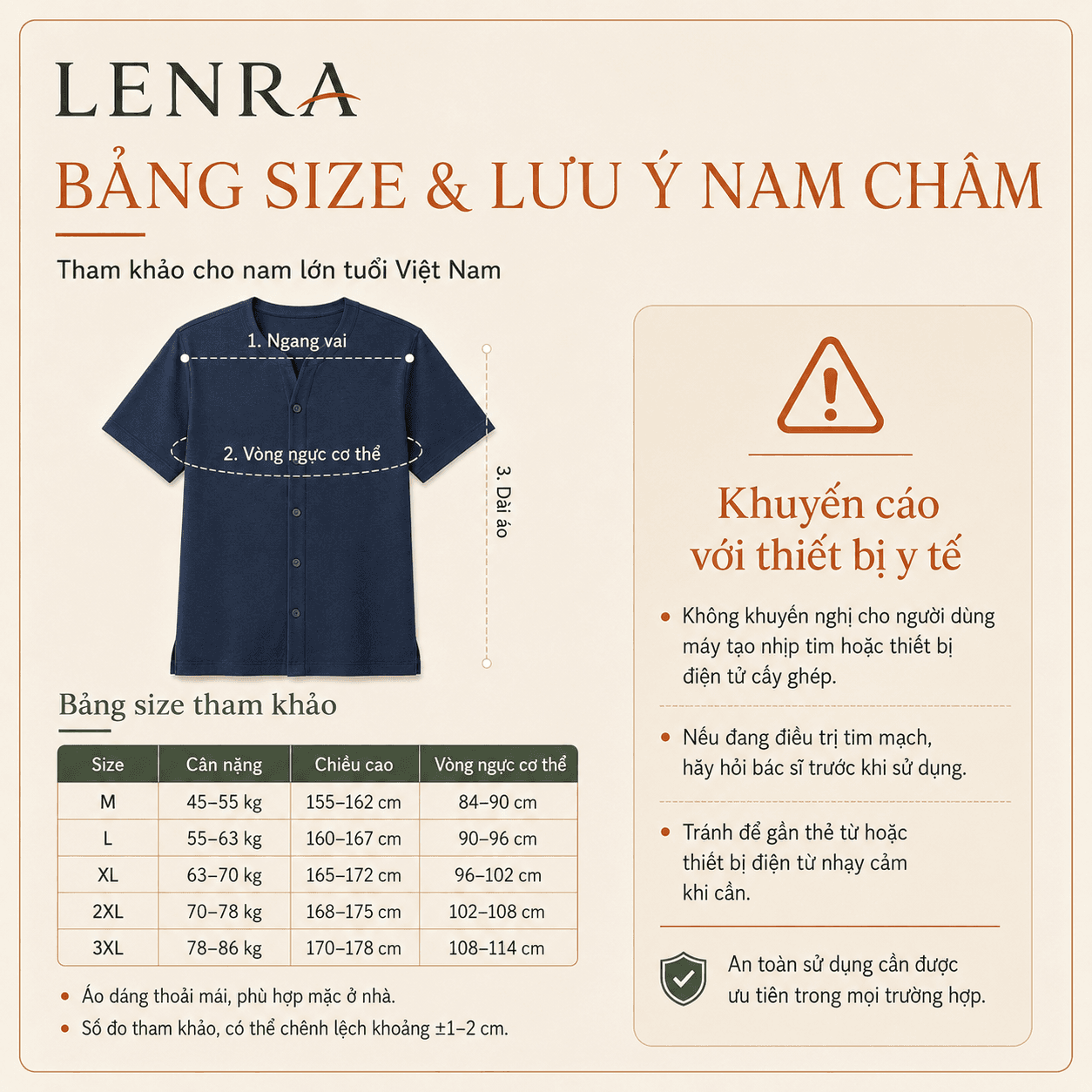 Ảnh mô tả 5 của Áo Nam LENRA Home 01 Cúc Áo Nam Châm Ẩn - Thảnh Thơi