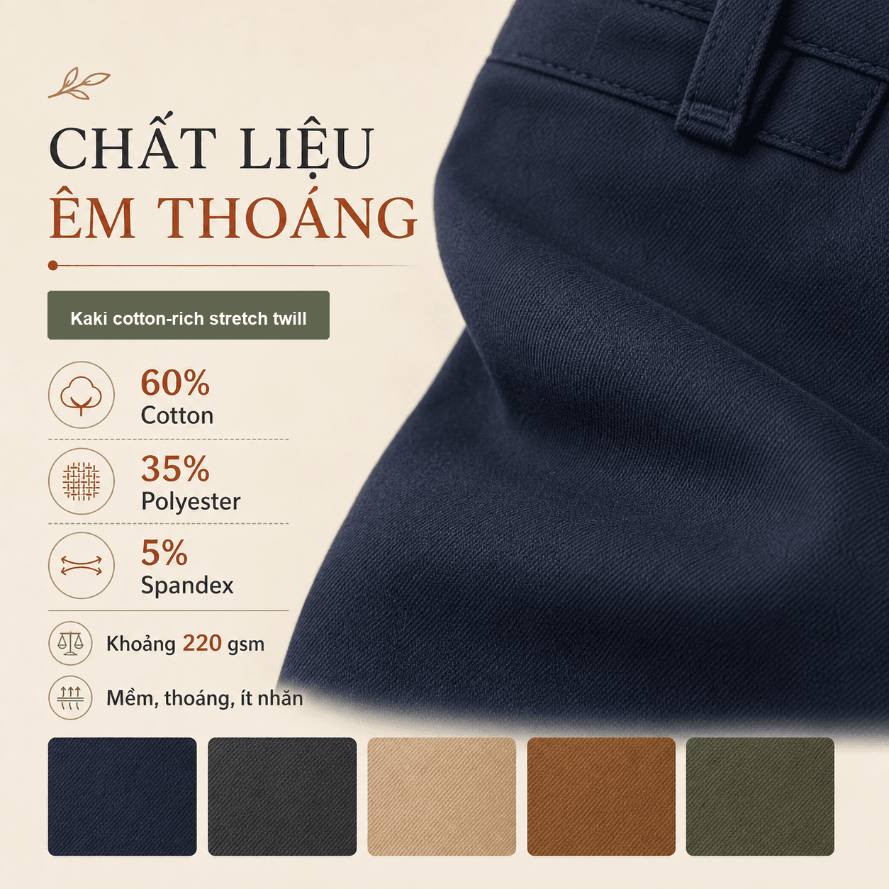 Ảnh mô tả 4 của Quần Nam LENRA Daily 02 Cạp Chun Nẹp Nam Châm Ẩn - Êm Dáng