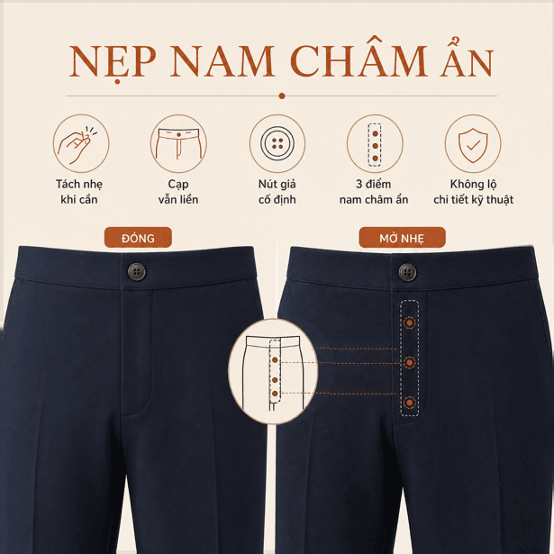 Ảnh mô tả 2 của Quần Nam LENRA Daily 02 Cạp Chun Nẹp Nam Châm Ẩn - Êm Dáng