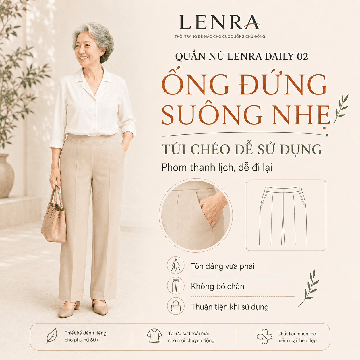 Ảnh mô tả 4 của Quần Nữ LENRA Daily 02 Cạp Chun Liền - Dịu Dáng