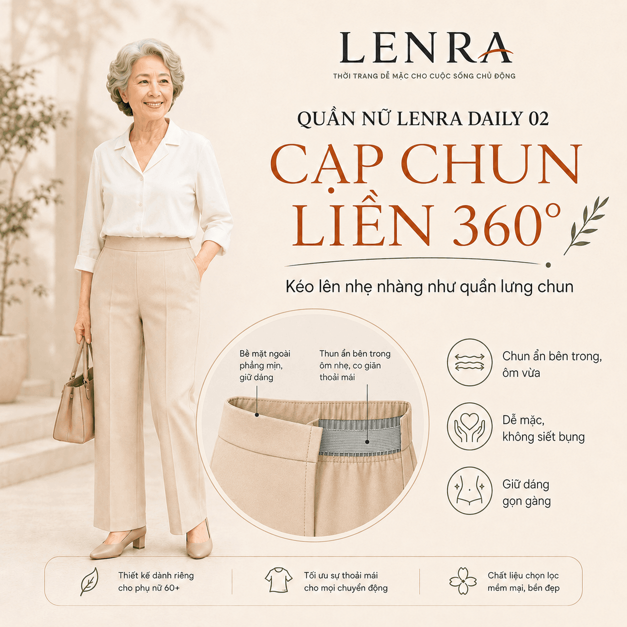 Ảnh mô tả 2 của Quần Nữ LENRA Daily 02 Cạp Chun Liền - Dịu Dáng